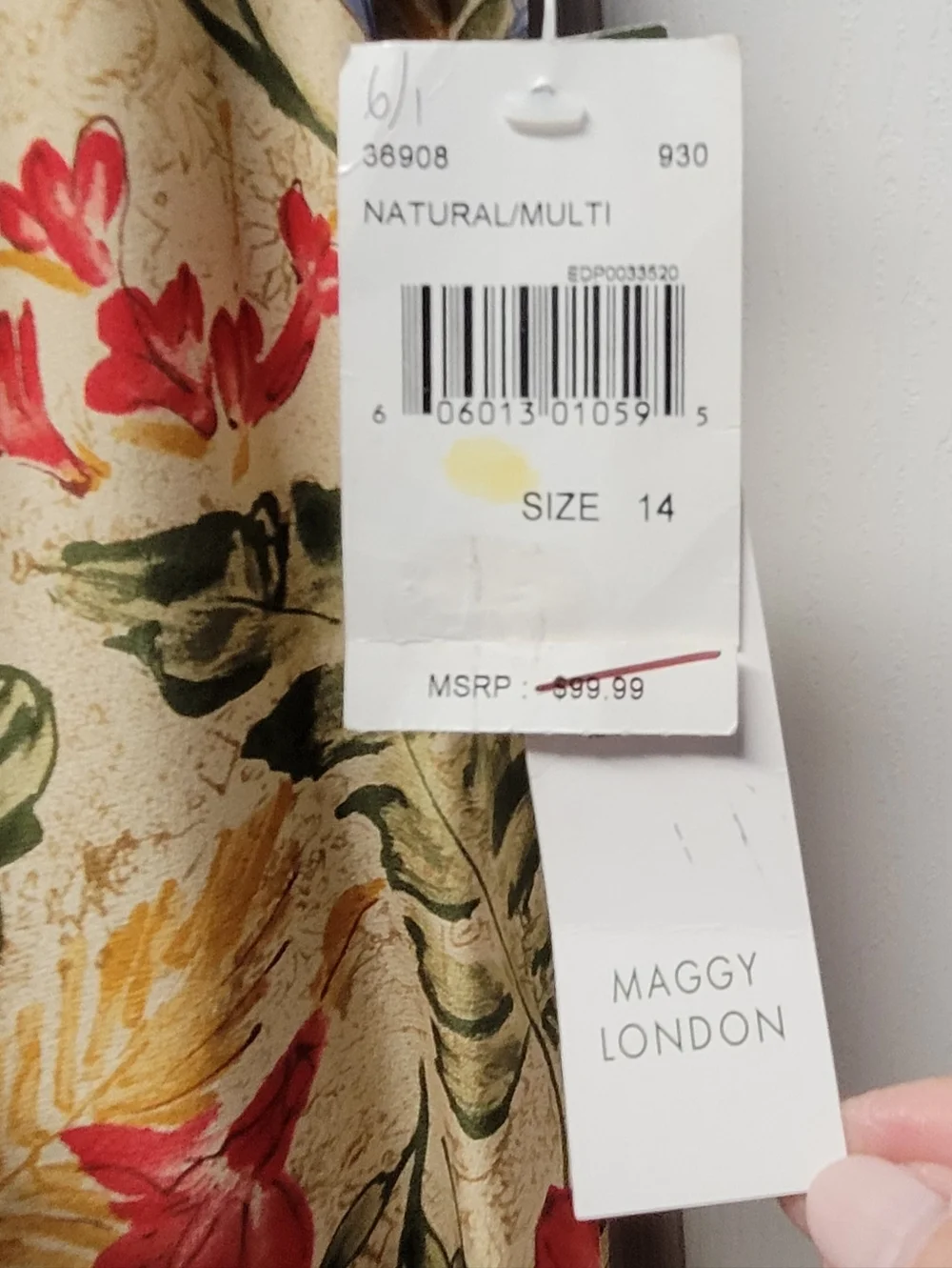 Maggy London Silk Vintage Open Back Floral Maxi Dress Size 14 - Picture 3 of 11